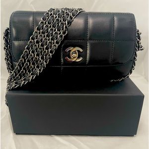 CHANEL square quilt multi chain flap bag